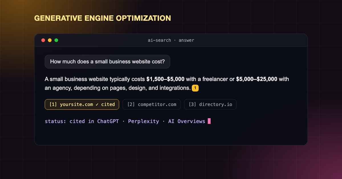 Generative Engine Optimization (GEO) — How to Get Your Website Cited by ChatGPT, Perplexity, and AI Overviews