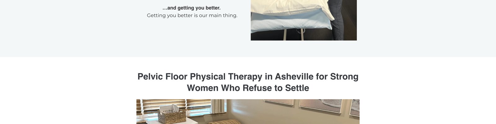 Pelvic Floor Physical Therapy section header and treatment room photo